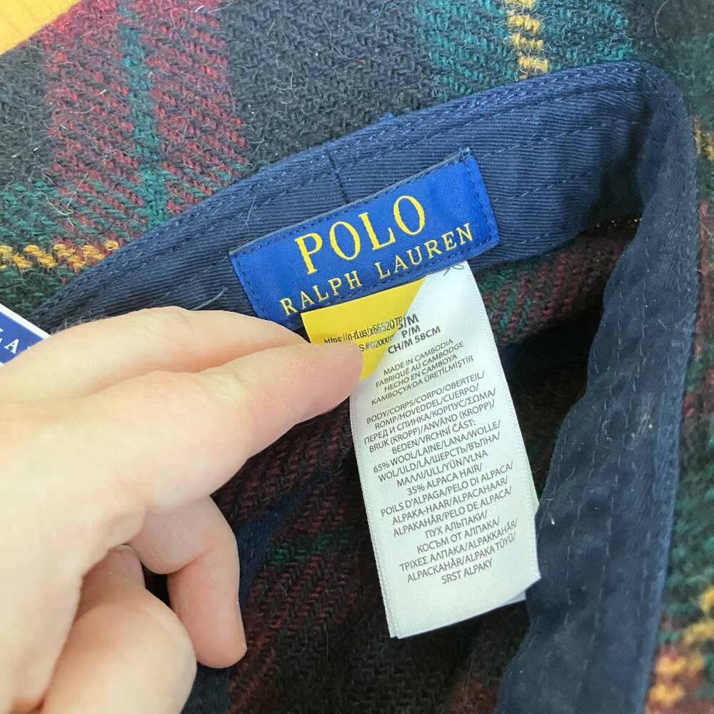 Polo Ralph Lauren Plaid Bucket Hat with Embroidered Crest Alpaca Wool Blend - Picture 7 of 10